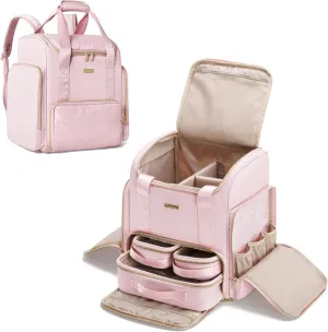Large Makeup Backpack with 3 Clear Makeup Bags, Double Layers Professional Makeup Travel Case with Brushes Storage Section for Makeup Artists
