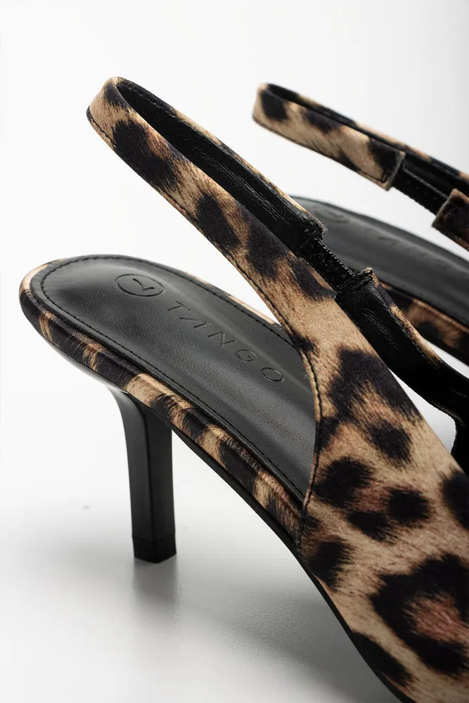 Leopard Print Sling Back Heels Multi