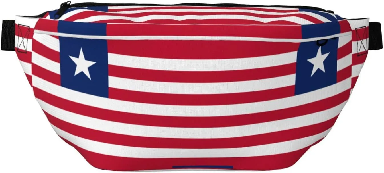 Liberian Flag Stylish Crossbody Waist Pack - Versatile And Compact Travel Pouch For Hands-Free Storage