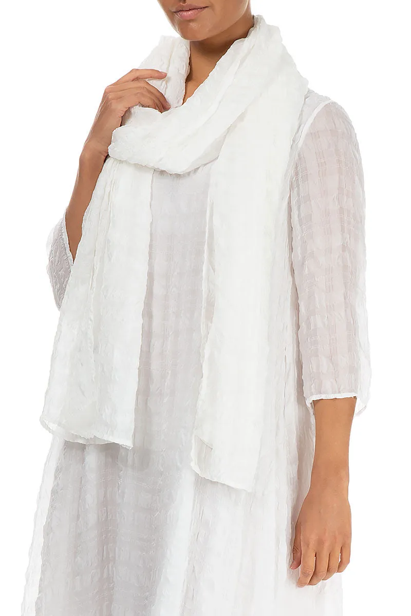 Lightweight White Textured Silk Scarf