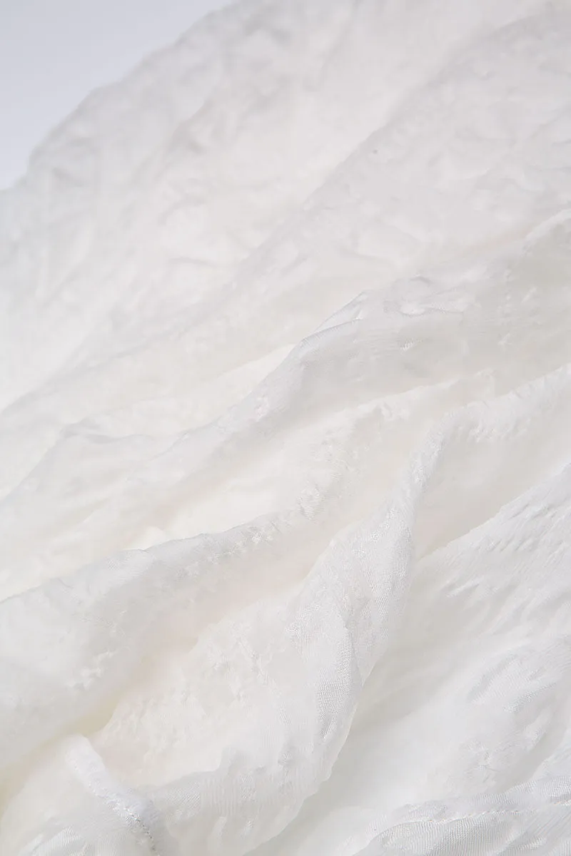 Lightweight White Textured Silk Scarf