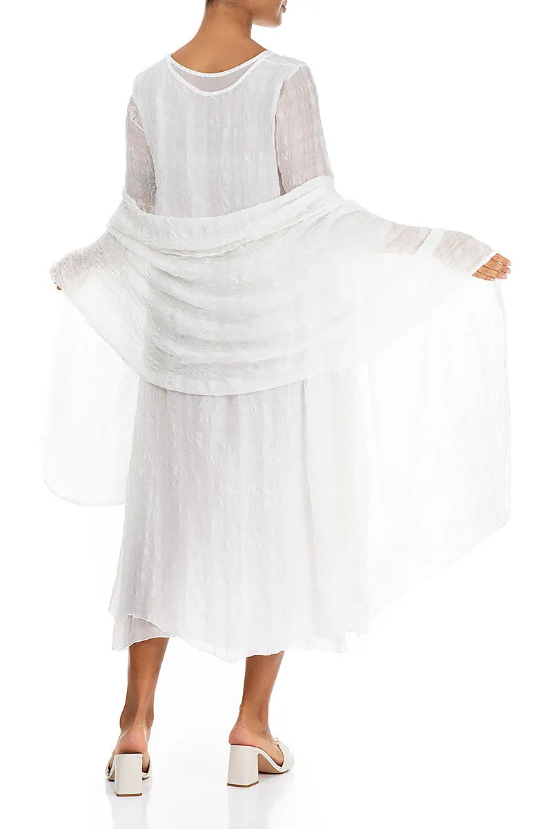 Lightweight White Textured Silk Scarf