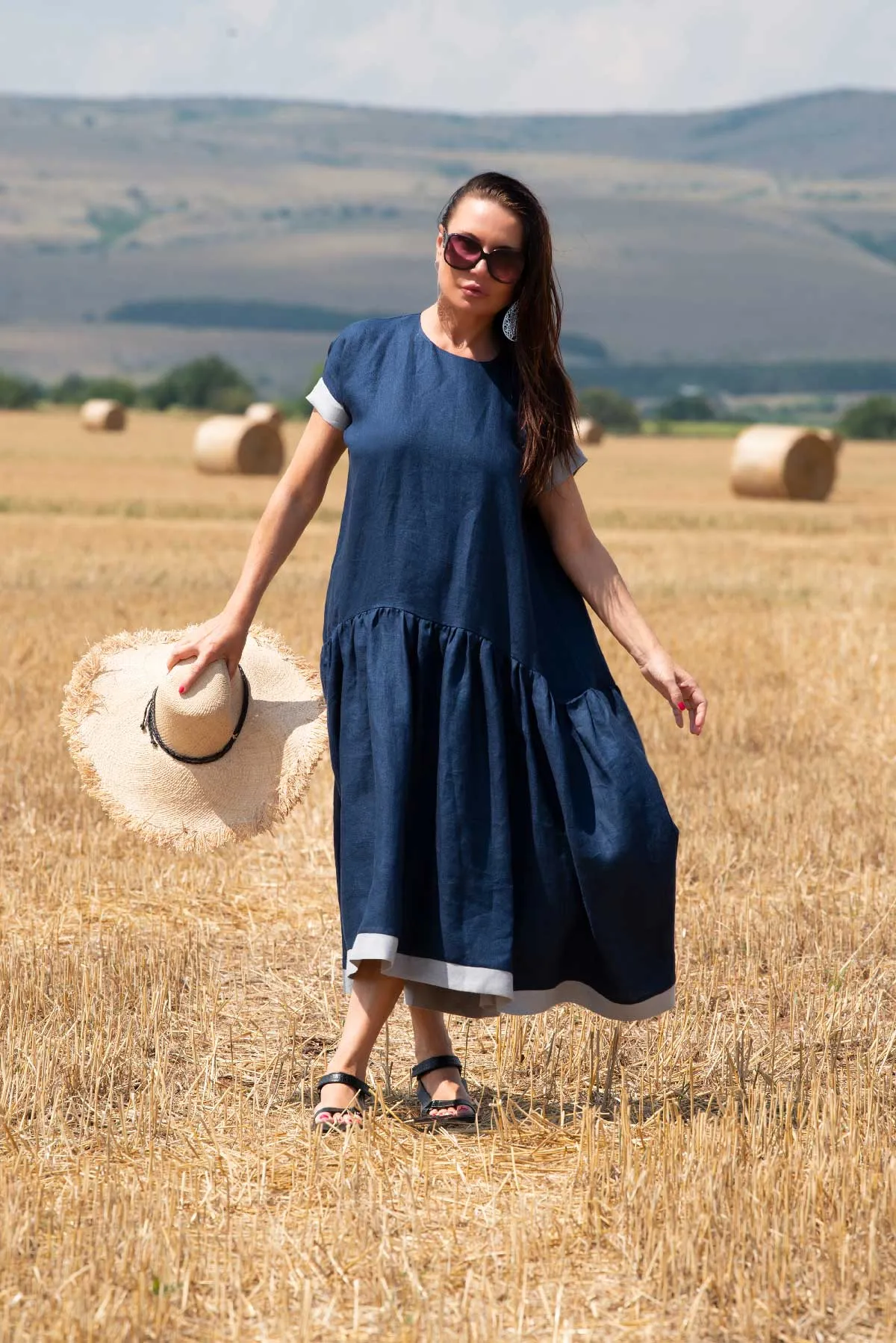 Linen Flounces Dress BRIANNA