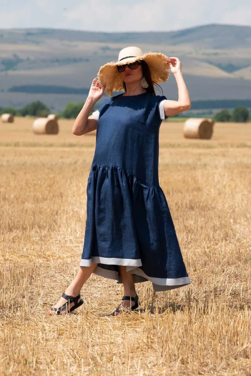 Linen Flounces Dress BRIANNA