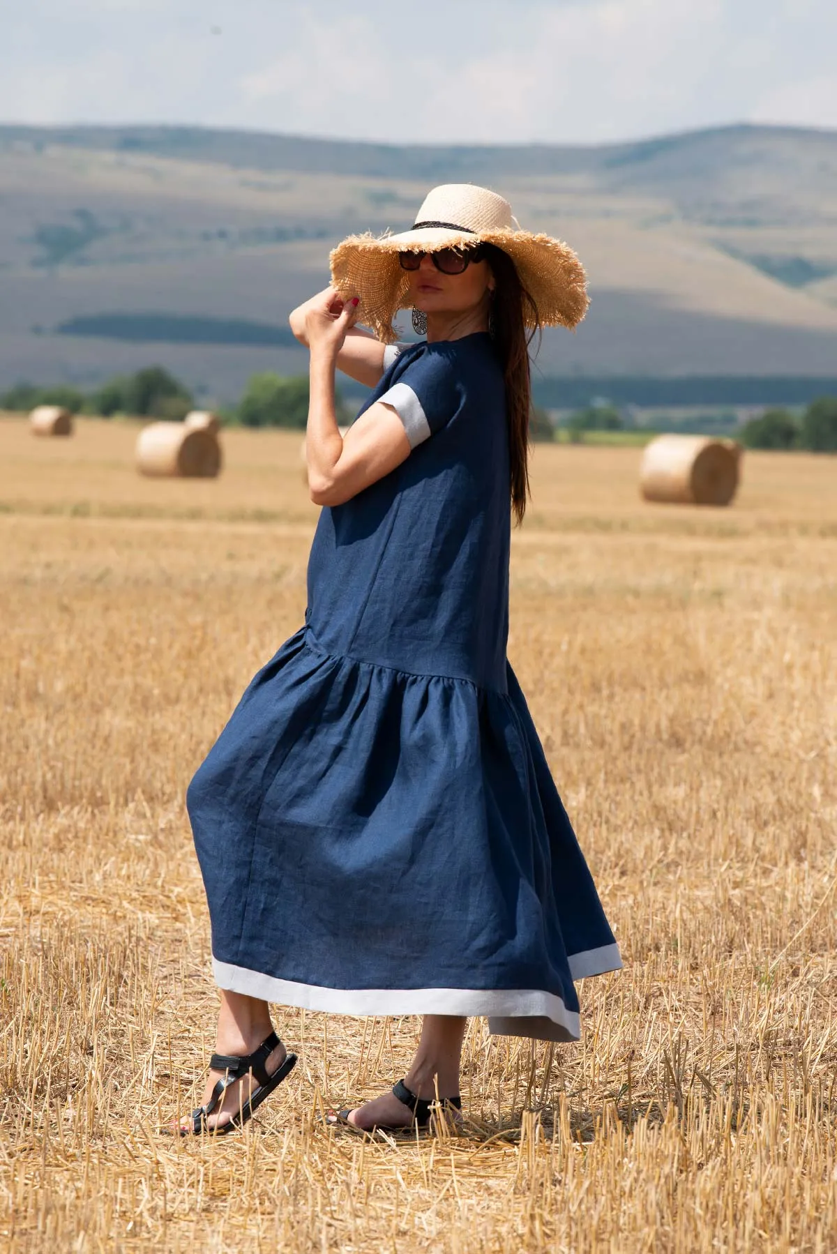 Linen Flounces Dress BRIANNA
