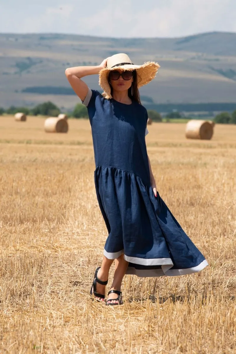 Linen Flounces Dress BRIANNA