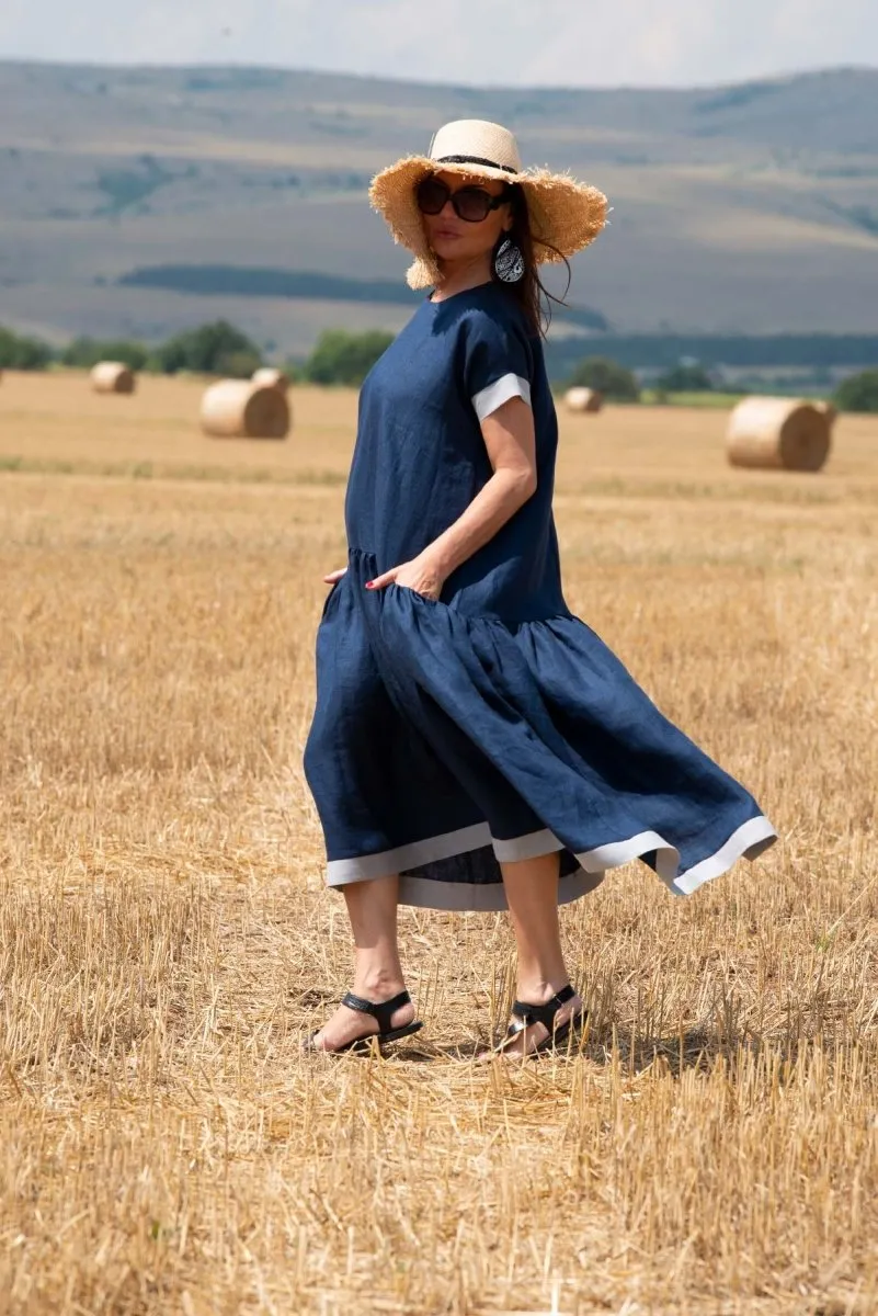 Linen Flounces Dress BRIANNA