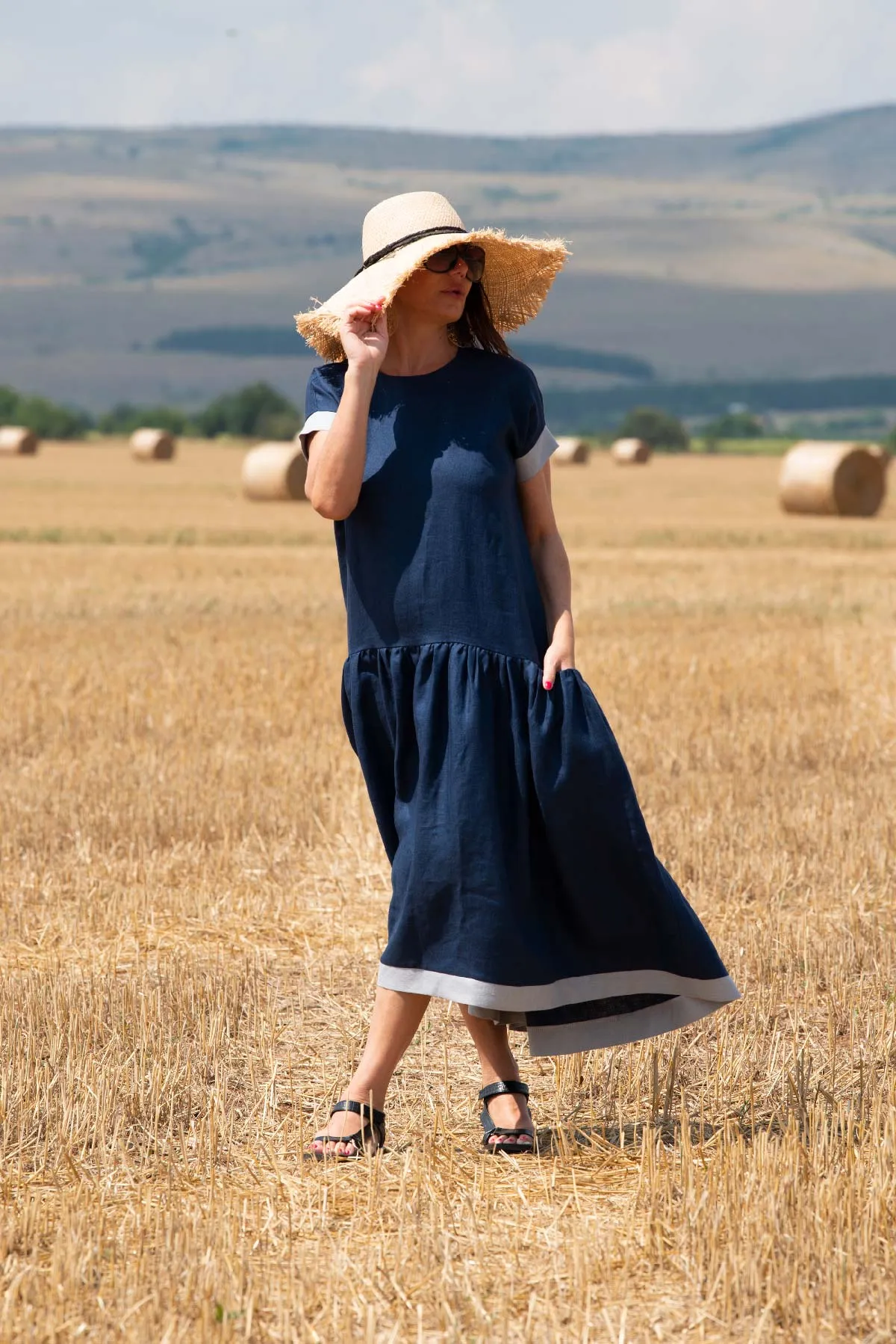 Linen Flounces Dress BRIANNA