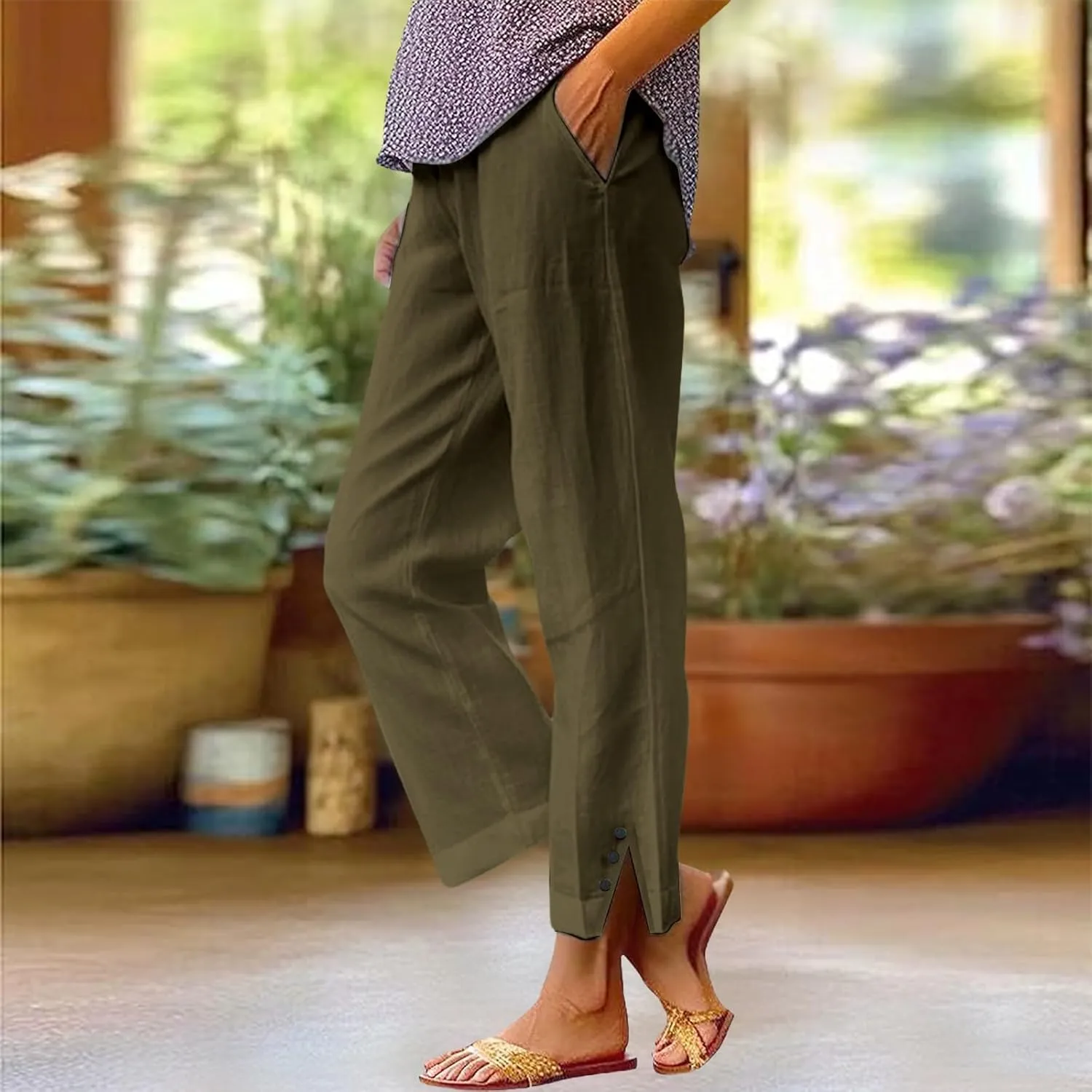 Linen Pants Women Summer Loose Casual Pants for Women Cotton Gauze Pant Plus