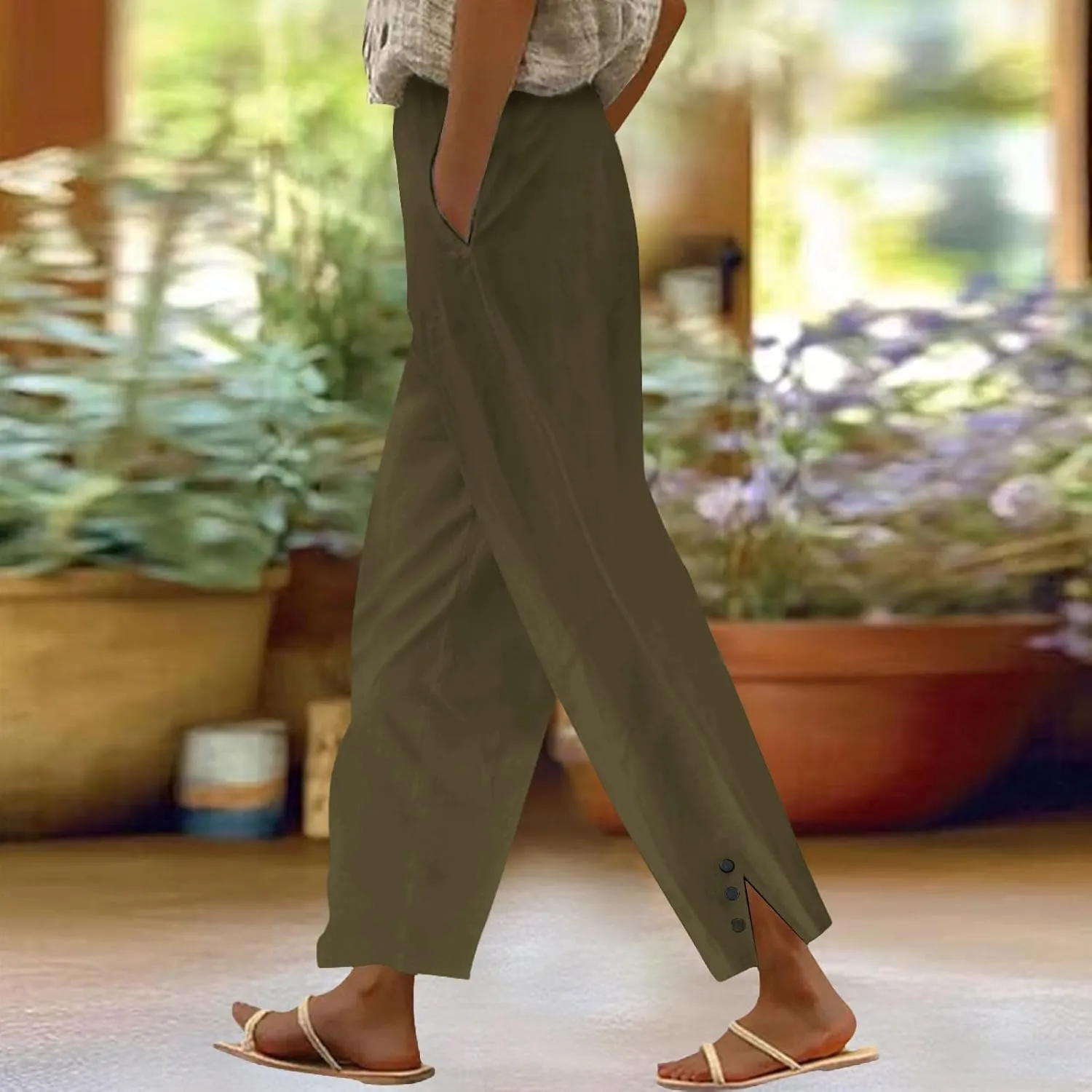 Linen Pants Women Summer Loose Casual Pants for Women Cotton Gauze Pant Plus
