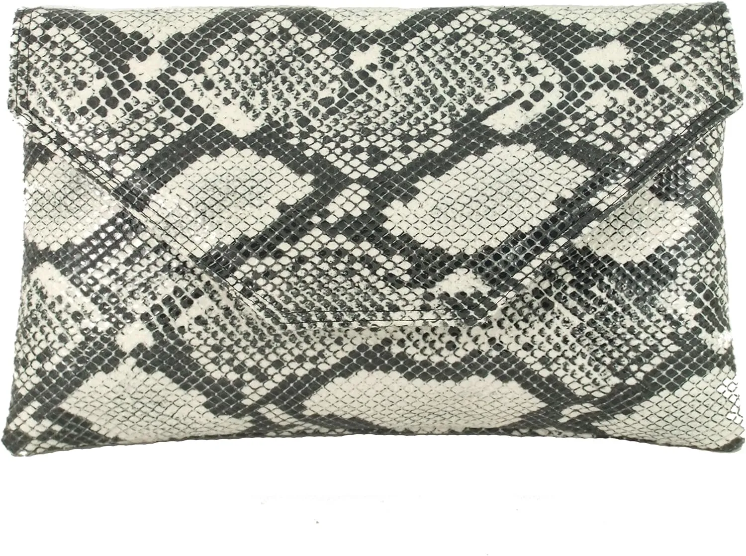 LONI Womens Stylish Large Envelope Faux Snakeskin Clutch Bag/Shoulder Bag