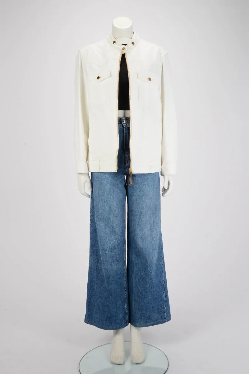 Louis Vuitton White Monogram Denim Oversized Jacket FR 36