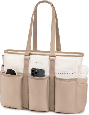 LOVEVOOK 17.3 Inch Laptop Bag for Women, Teacher Work Tote Bag With Large Cup Holder, Nurse Bag, Utility Bag For Work/Travel/College/Daily, Professional Computer Purse Large Handbag With Multi Pocket