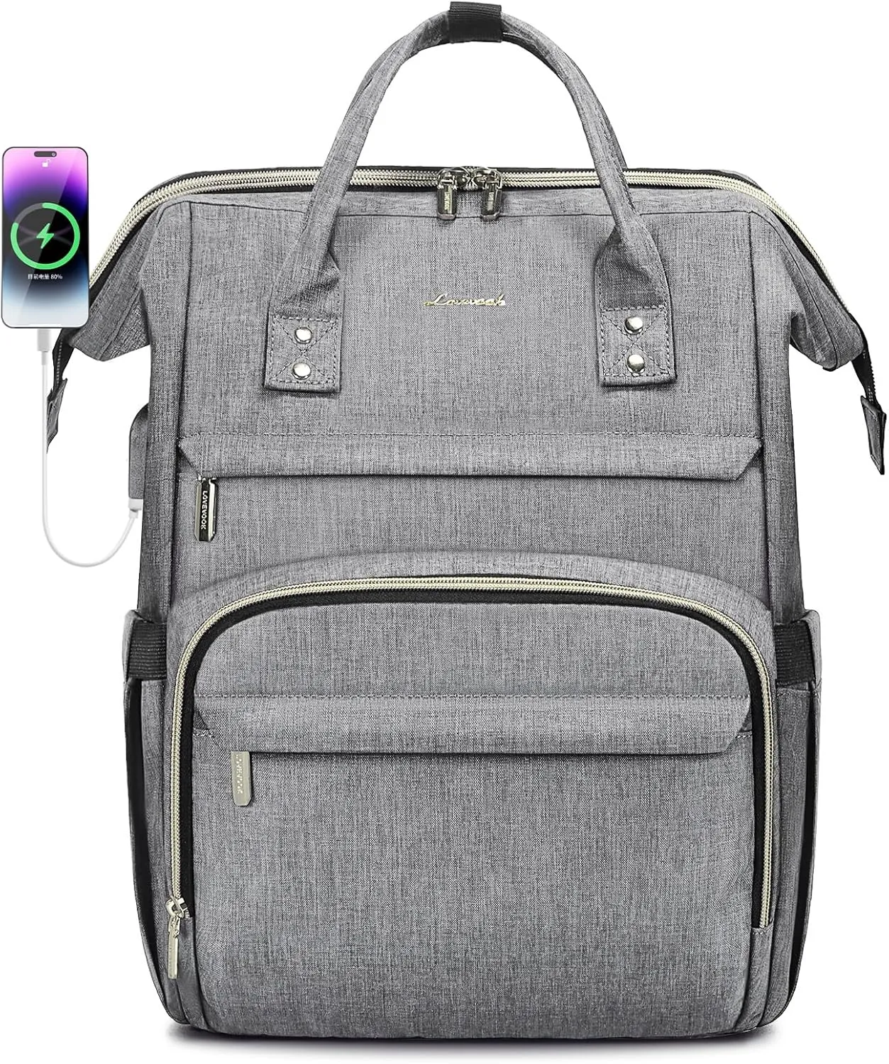LOVEVOOK Laptop Backpack for Women,17 Inch Professional Womens Travel Backpack Purse Computer Laptop Bag Nurse Teacher Backpack,Waterproof College Work Bags Carry on Back Pack with USB Port,Grey