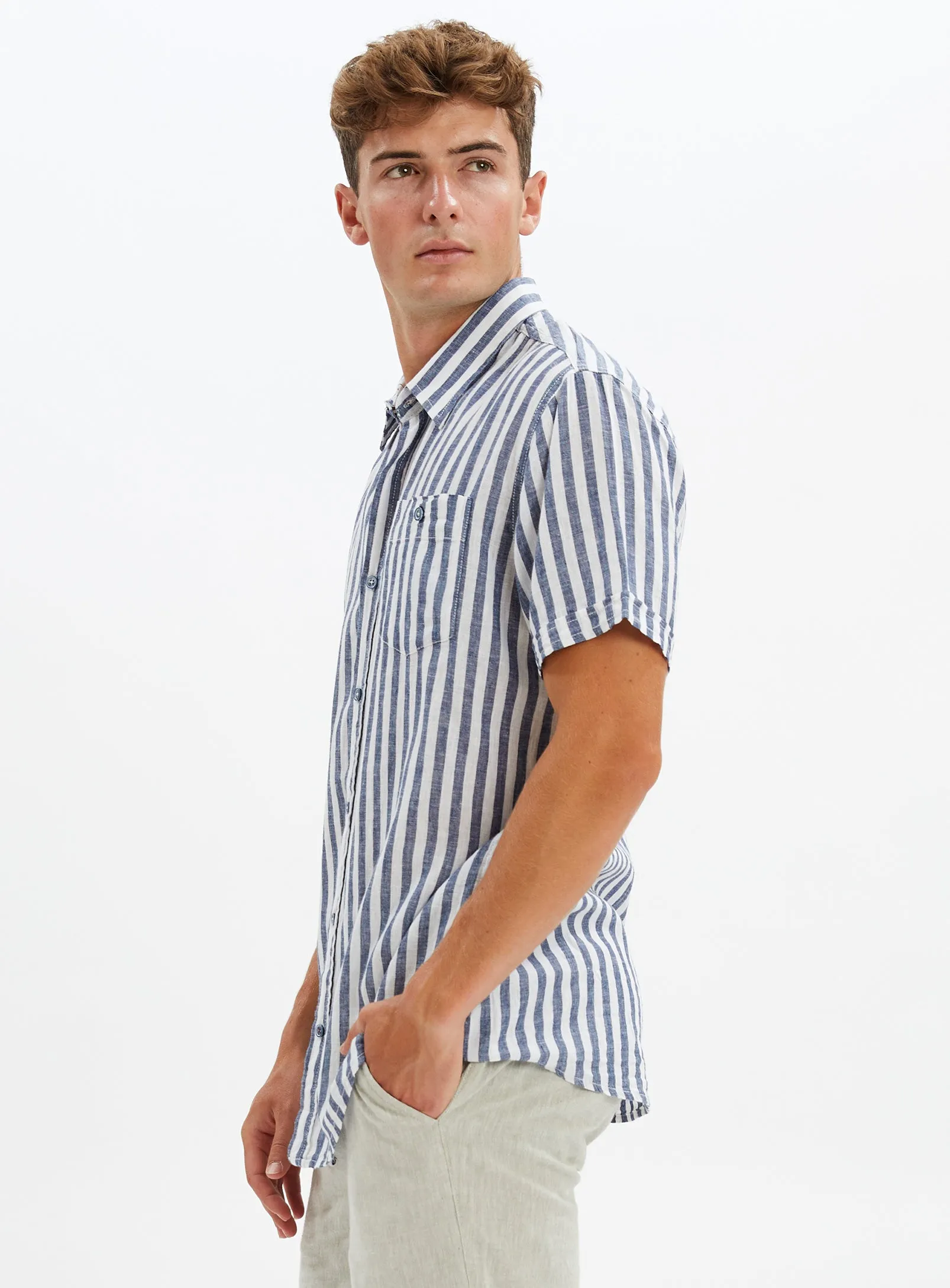 LUCAS | Linen Cotton Stripe Shirt || LUCAS | Chemise À Rayures En Lin Et Coton