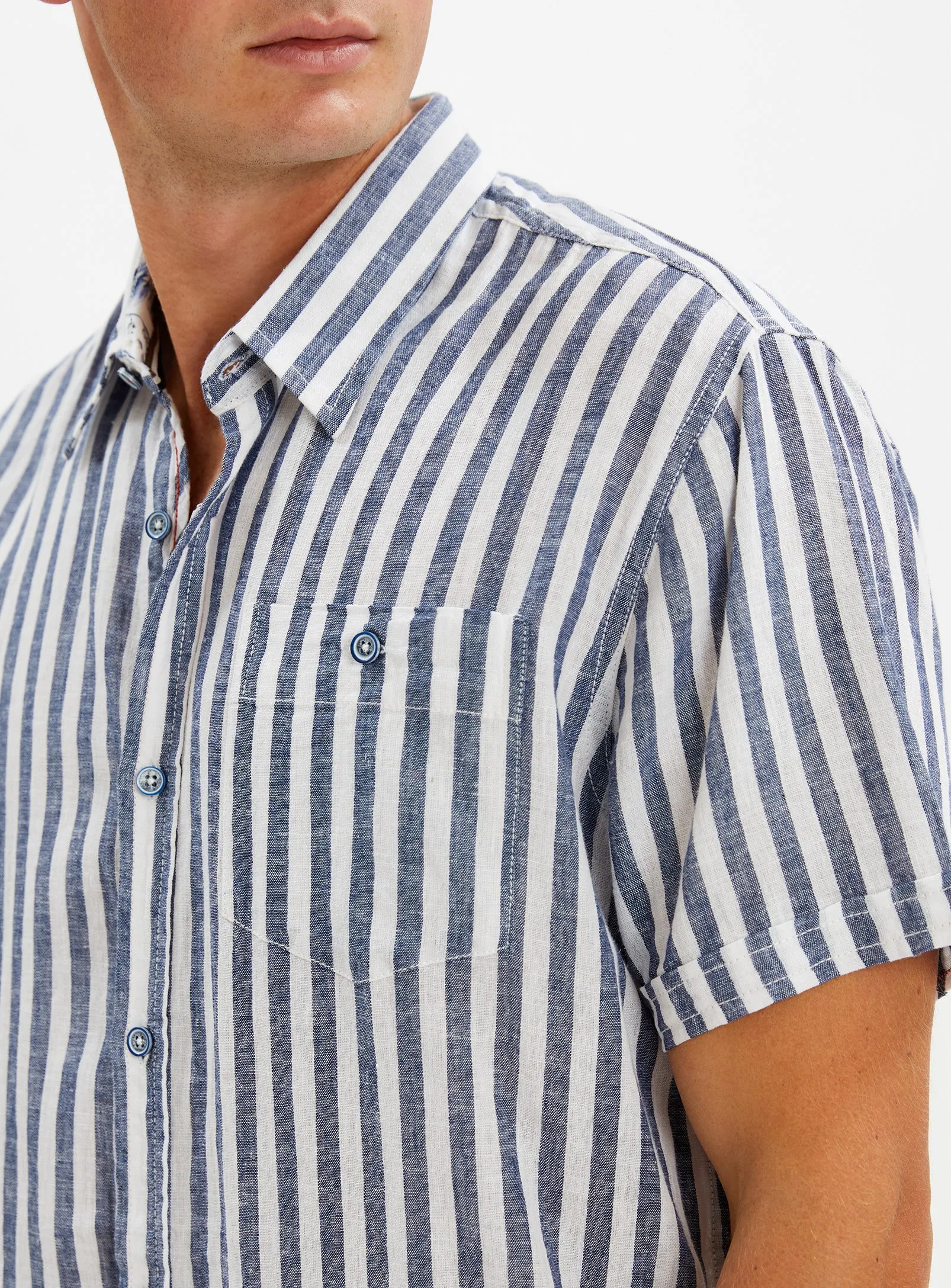 LUCAS | Linen Cotton Stripe Shirt || LUCAS | Chemise À Rayures En Lin Et Coton