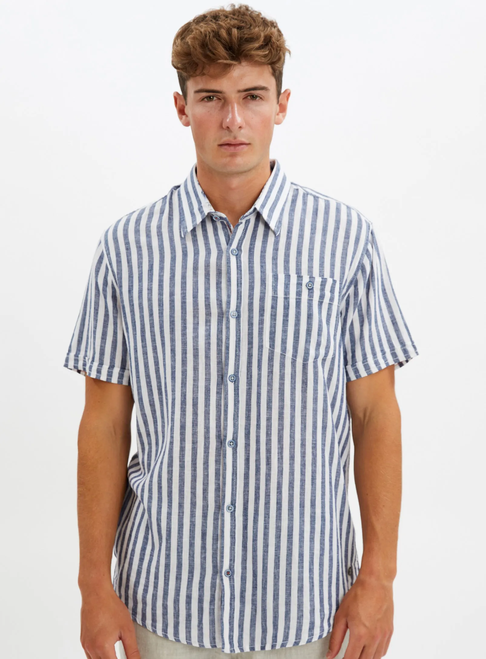 LUCAS | Linen Cotton Stripe Shirt || LUCAS | Chemise À Rayures En Lin Et Coton