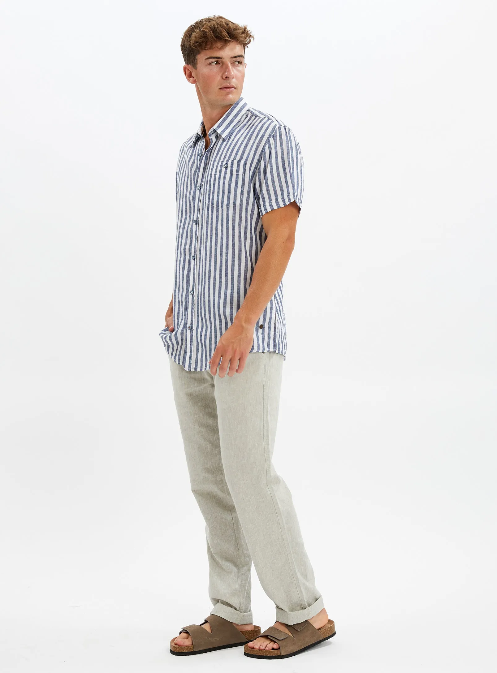 LUCAS | Linen Cotton Stripe Shirt || LUCAS | Chemise À Rayures En Lin Et Coton