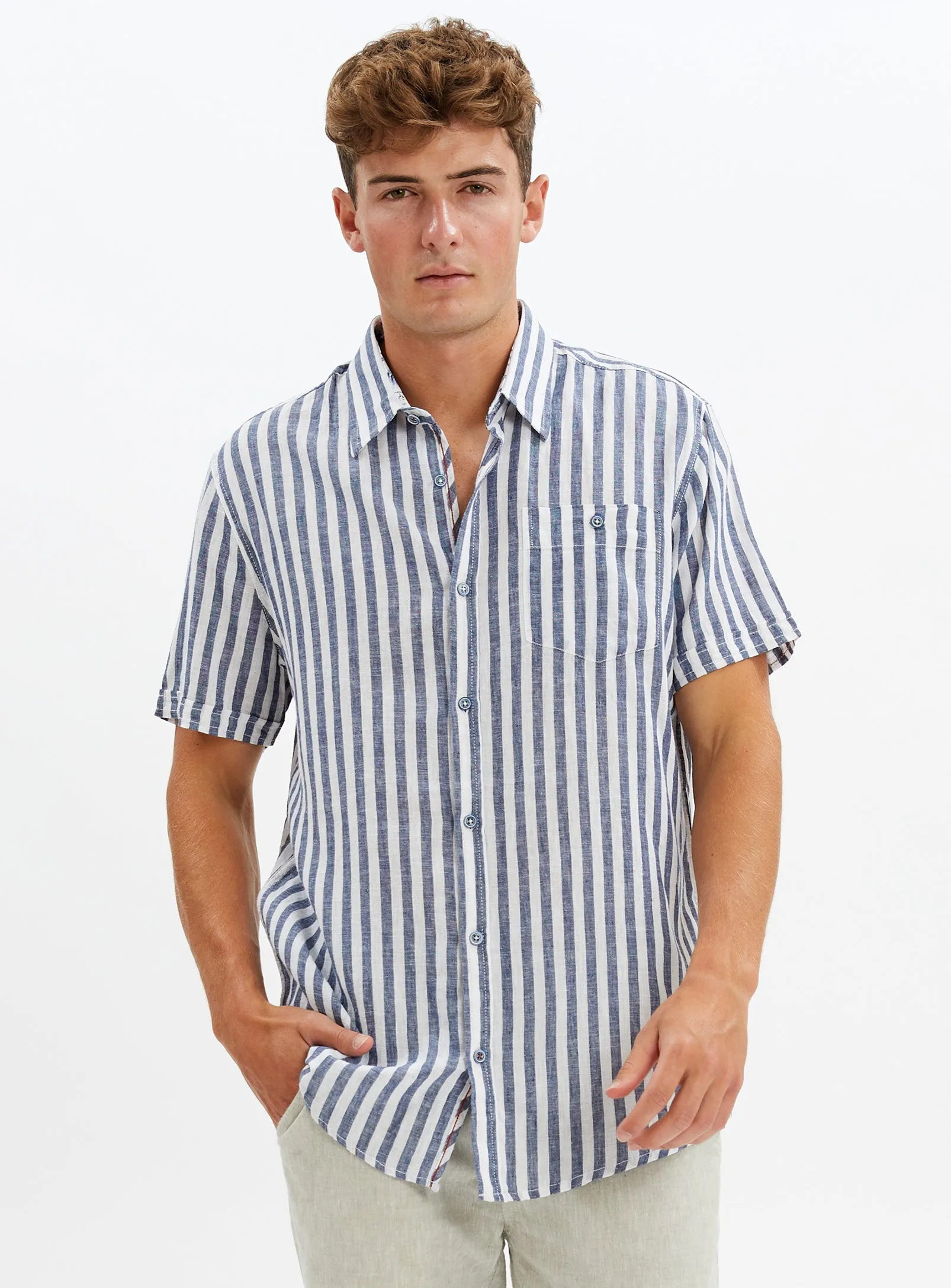 LUCAS | Linen Cotton Stripe Shirt || LUCAS | Chemise À Rayures En Lin Et Coton