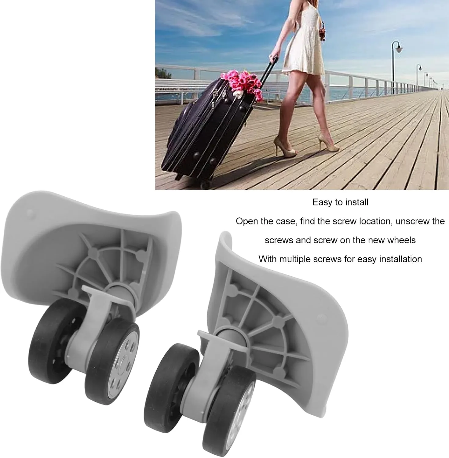 Luggage Suitcase Wheels 1 Pair Luggage Universal Wheel Professional Quiet Wear Suitcase Wheels Replacement for Luggage Suitcase Universal Wheel Replacement