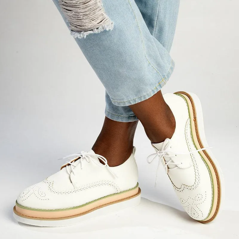 Madison Mata Lace Up Brogues - White