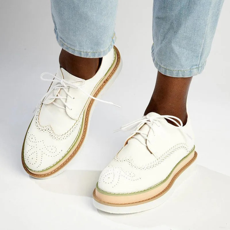 Madison Mata Lace Up Brogues - White