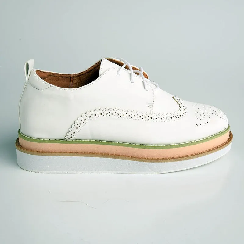 Madison Mata Lace Up Brogues - White