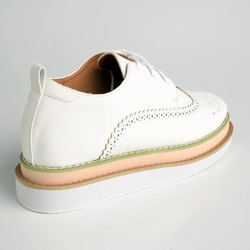 Madison Mata Lace Up Brogues - White