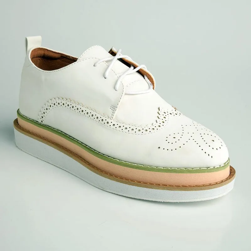 Madison Mata Lace Up Brogues - White