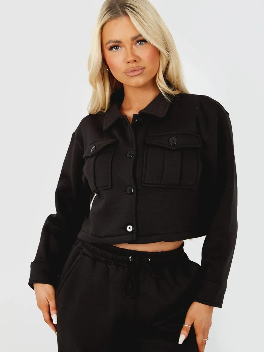 Marie Utility Button Top & Jogger Co-ord In Black