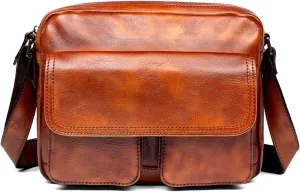 Men Cowhide Briefcases Messenger Bags Wallets Handbags Shoulder Bags Crossbody Bags Leather Casual Daypacks (Color : Brown)