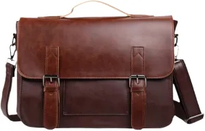 Men Crazy Horse Artificial Leather Business Handbag Laptop Briefcases Leather Casual Messenger Shoulder Bags