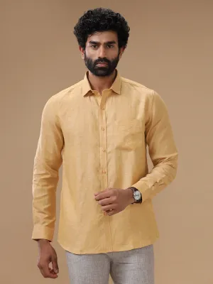 Men Pure Linen Shirt Light Orange - L96