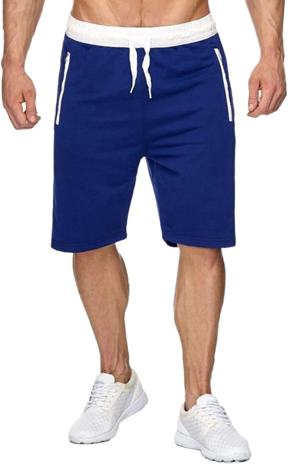 Men's Athletic Beach Shorts Color Block Elastic Waist Shorts Drawstring Slim Fit Pants Casual Simple Sports Pants