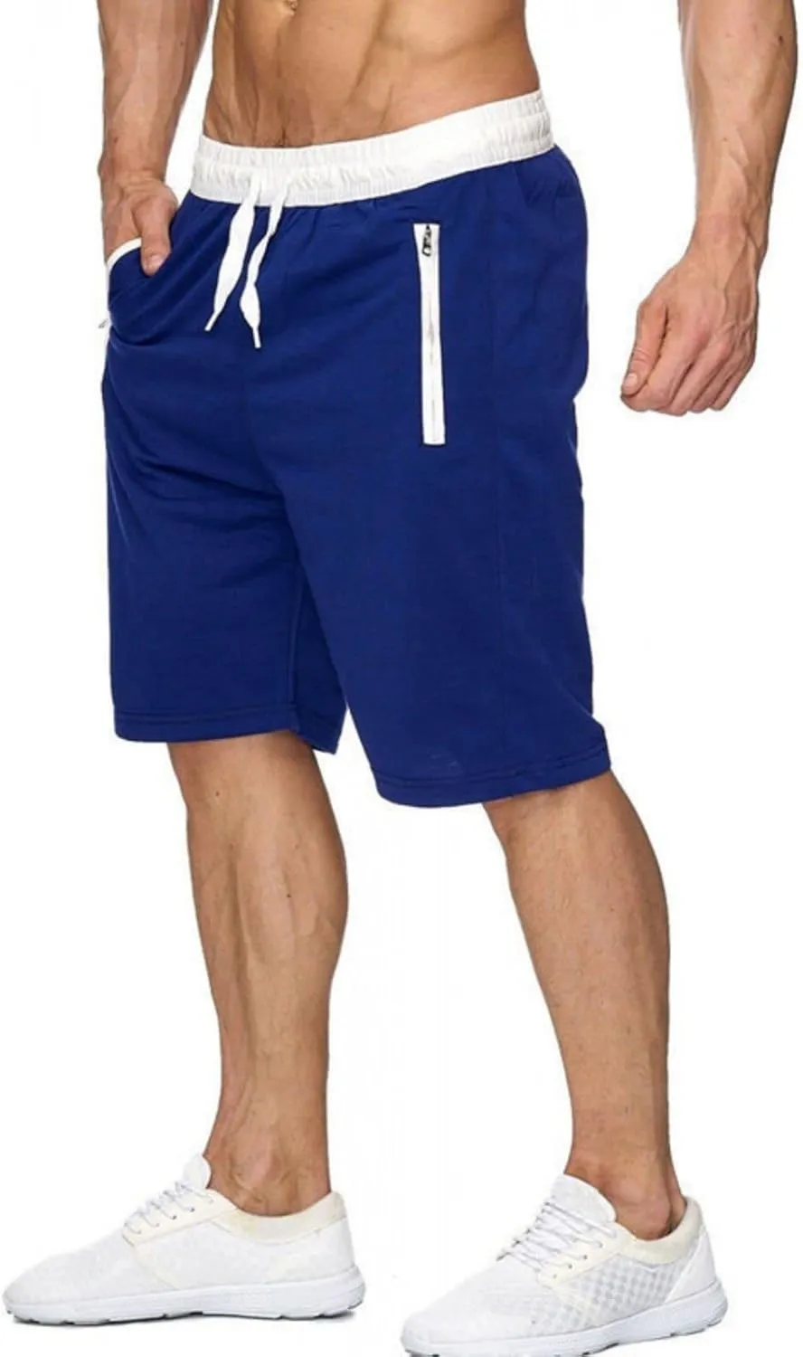 Men's Athletic Beach Shorts Color Block Elastic Waist Shorts Drawstring Slim Fit Pants Casual Simple Sports Pants