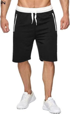 Men's Athletic Beach Shorts Color Block Elastic Waist Shorts Drawstring Slim Fit Pants Casual Simple Sports Pants