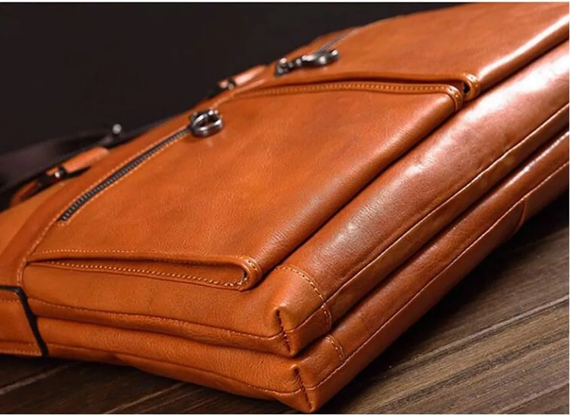 Mens Business Handbags Briefcases Messenger Shoulder Bags Leather Laptop Bags Luggage Carrying Cases