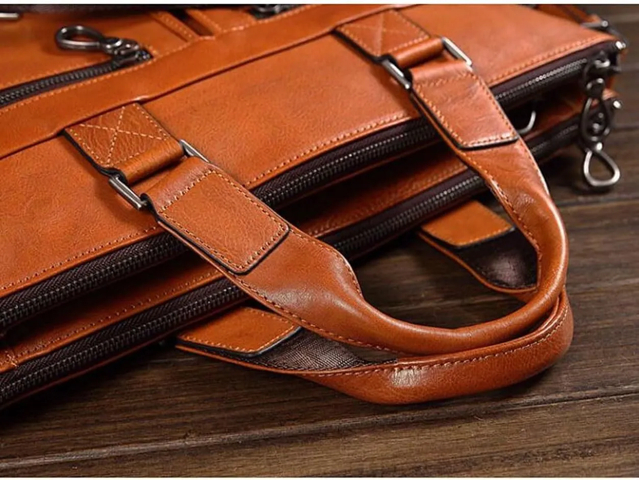 Mens Business Handbags Briefcases Messenger Shoulder Bags Leather Laptop Bags Luggage Carrying Cases