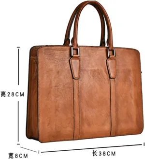 Men's Horizontal Briefcase Business Casual Handbag Shoulder Crossbody 15 Inch Laptop Bag
