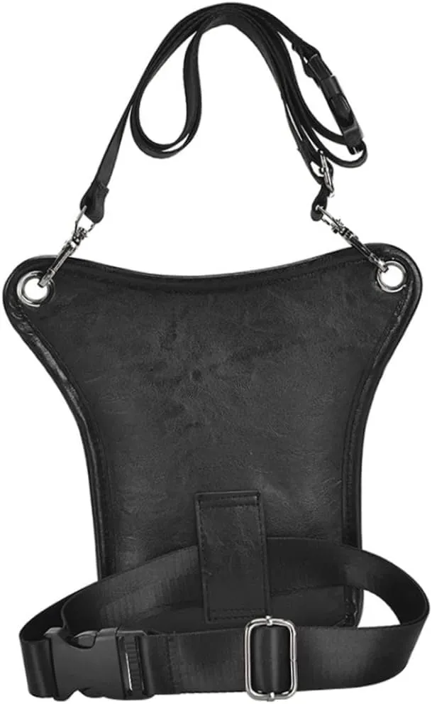 Men's Leg Bags Retro Punk Waist Bag Cycling Bags Waist Bags Leather Waist Pack for Outdoor Bike Motorcycle Hiking Black Fanny Pack