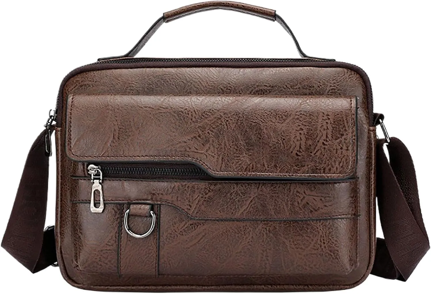 Men's Shoulder Bag Crossbody Bag Large Capacity PU Retro Briefcase Multifunctional Leather Bags Computer Woman
