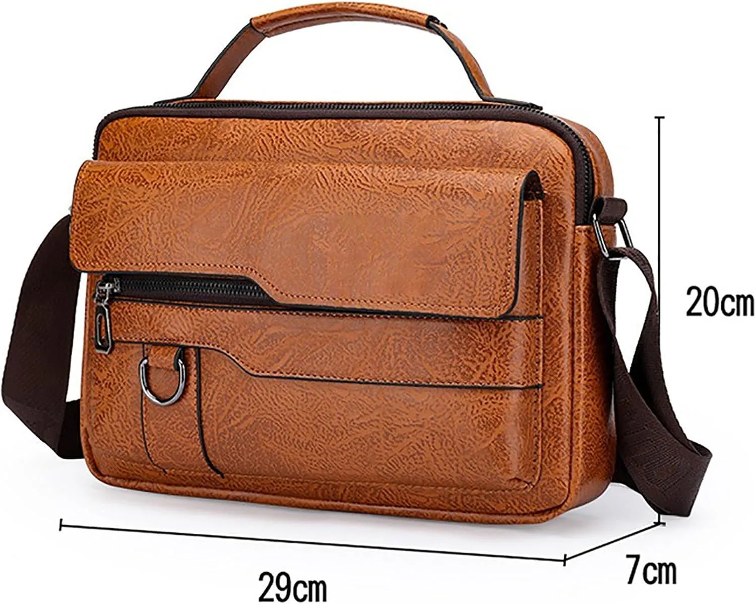 Men's Shoulder Bag Crossbody Bag Large Capacity PU Retro Briefcase Multifunctional Leather Bags Computer Woman