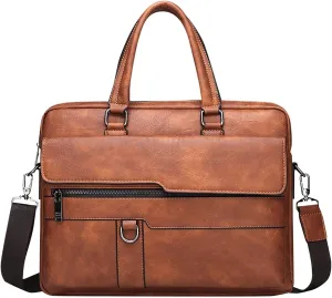 Men's Shoulder Bag Crossbody Bag Large Capacity PU Retro Briefcase Multifunctional Leather Guitar Straps for Handbags