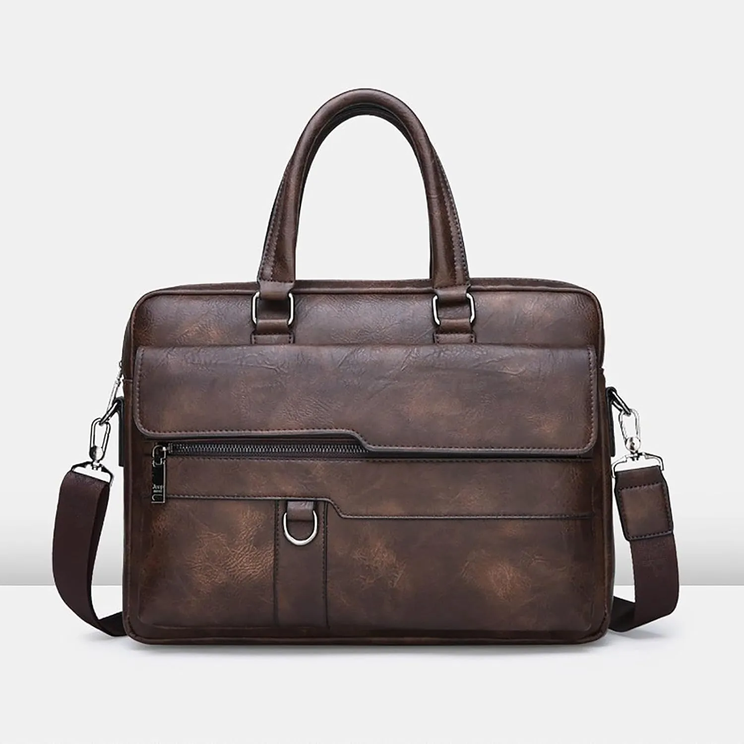 Men's Shoulder Bag Crossbody Bag Large Capacity PU Retro Briefcase Multifunctional Leather Guitar Straps for Handbags