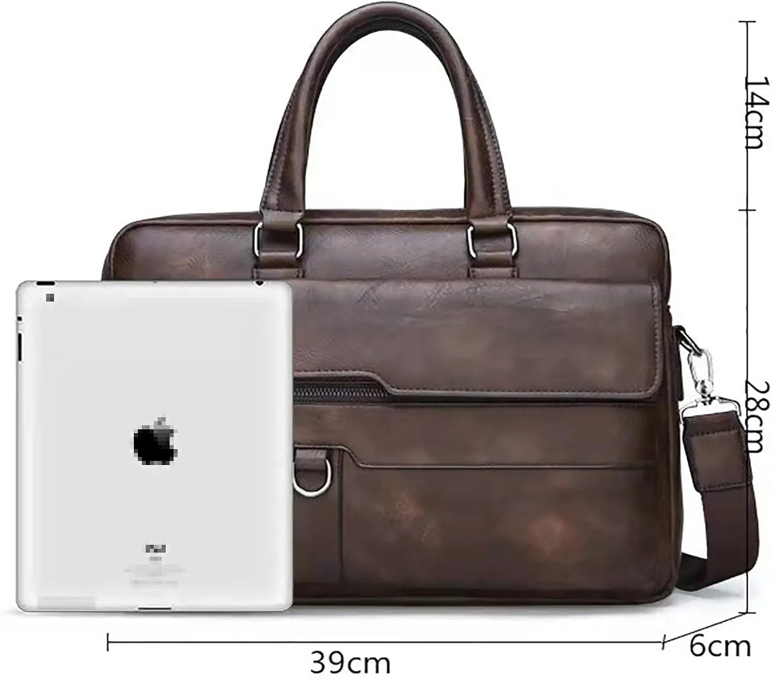 Men's Shoulder Bag Crossbody Bag Large Capacity PU Retro Briefcase Multifunctional Leather Guitar Straps for Handbags