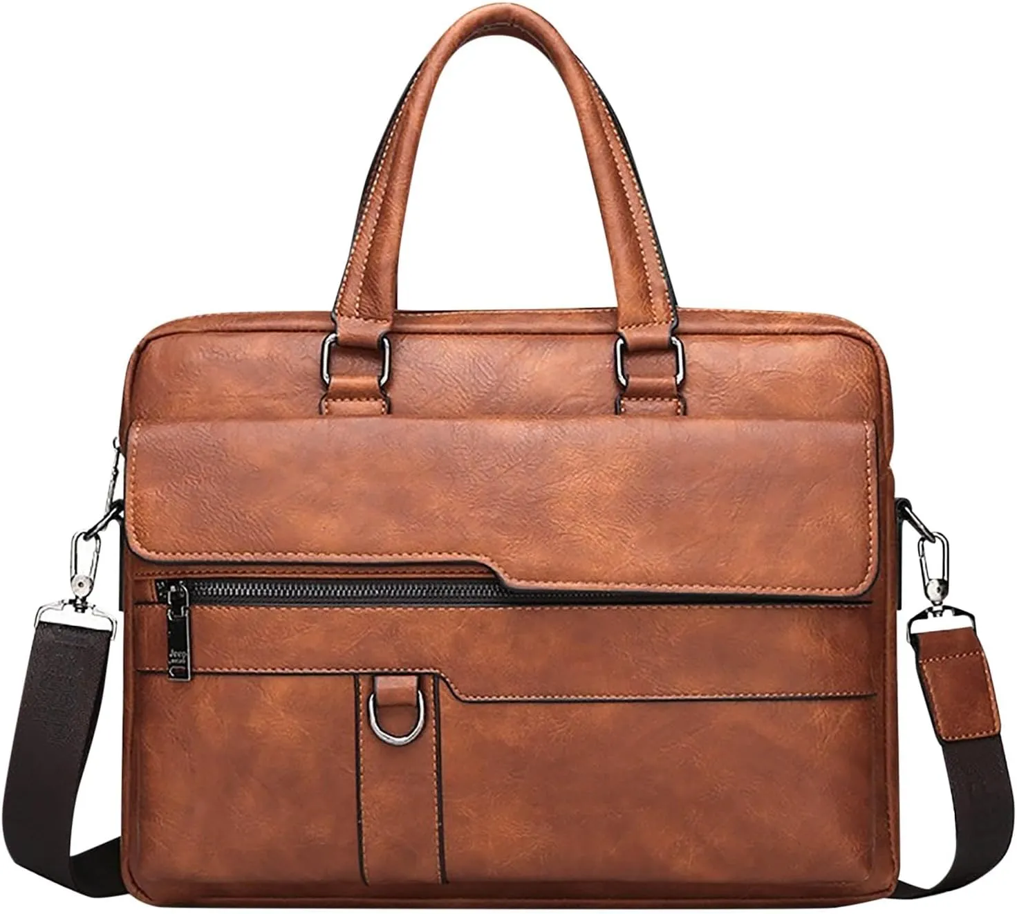 Men's Shoulder Bag Crossbody Bag Large Capacity PU Retro Briefcase Multifunctional Leather Guitar Straps for Handbags
