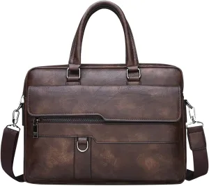 Men's Shoulder Bag Crossbody Bag Large Capacity PU Retro Briefcase Multifunctional Leather Guitar Straps for Handbags