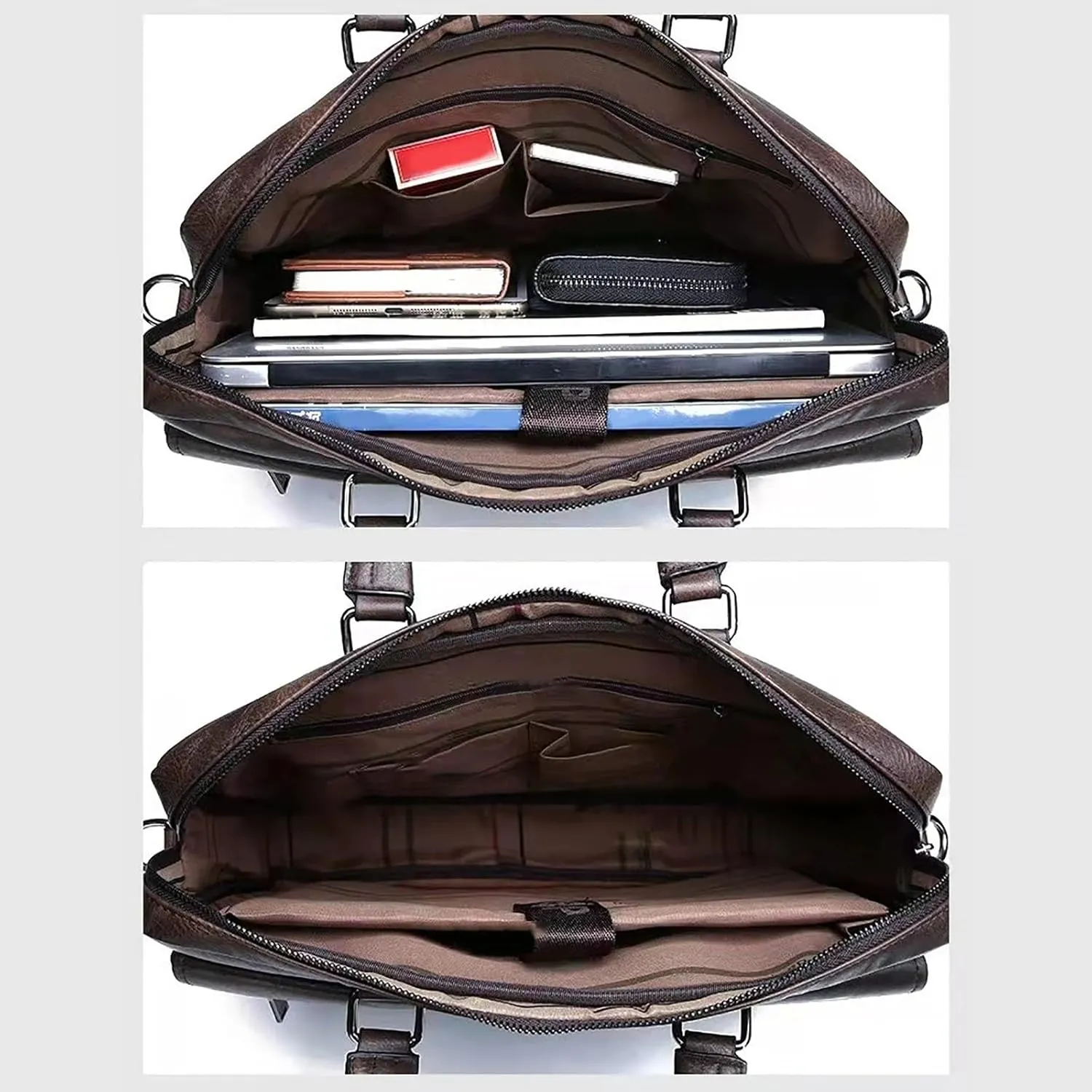 Men's Shoulder Bag Crossbody Bag Large Capacity PU Retro Briefcase Multifunctional Leather Guitar Straps for Handbags