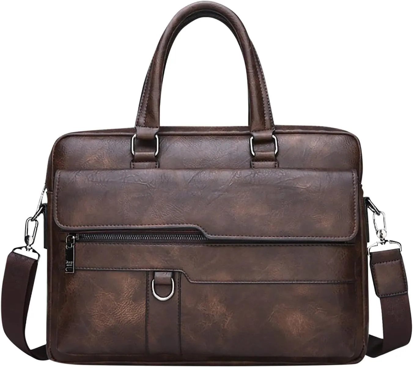 Men's Shoulder Bag Crossbody Bag Large Capacity PU Retro Briefcase Multifunctional Leather Guitar Straps for Handbags