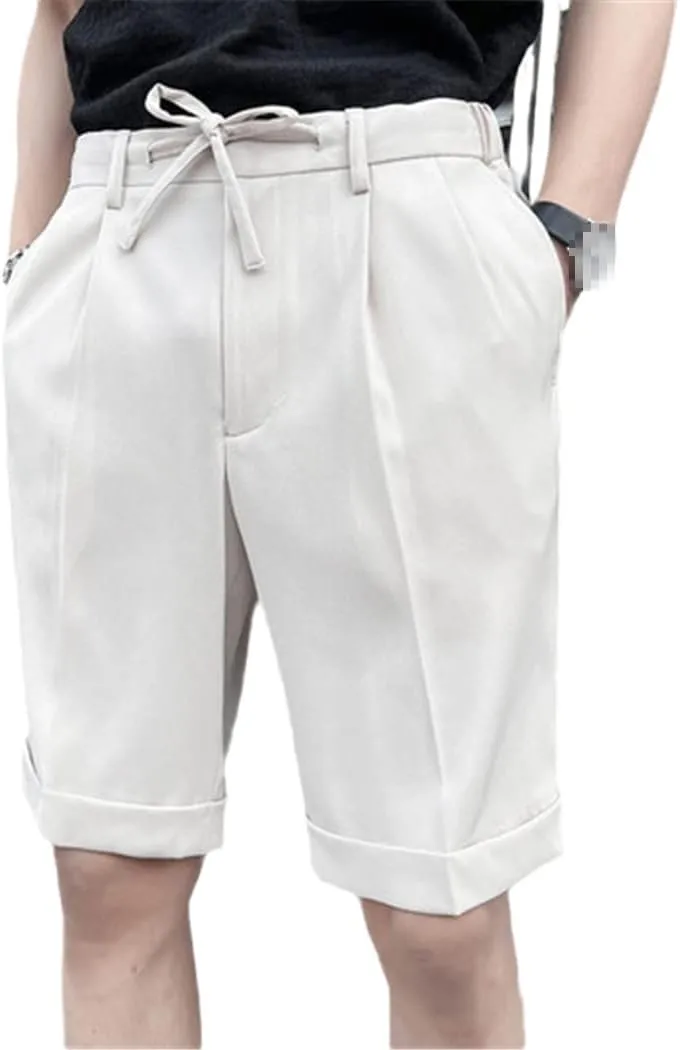 Men's Summer Leisure Shorts Slim Fit Business Suit Shorts Black White Grey Khaki